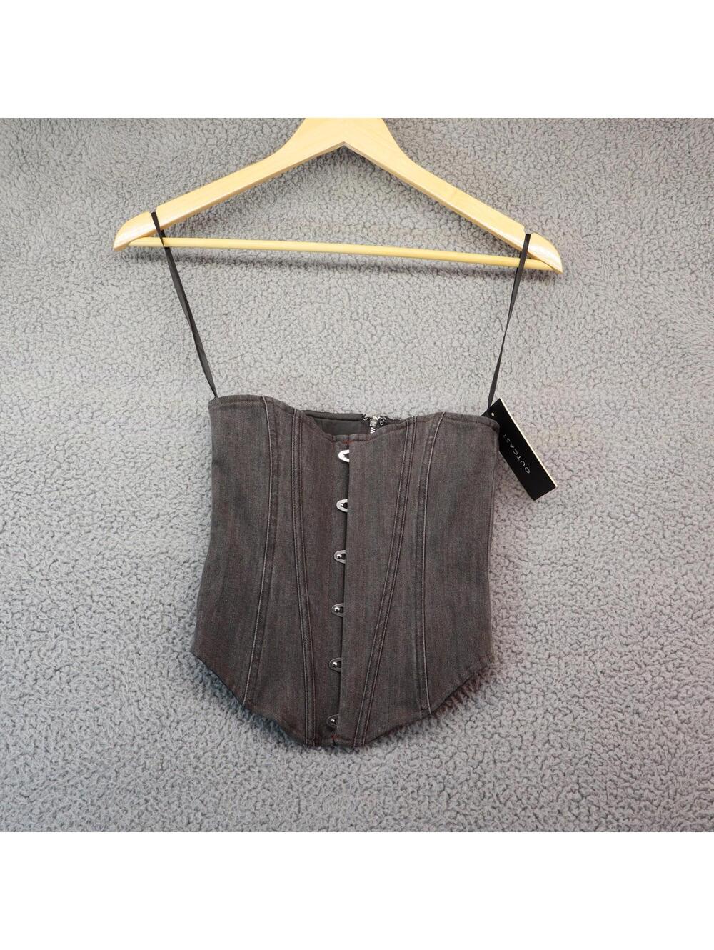 Outcast Top Women XS Grey Bustier Corset NWT Hot Topic jean